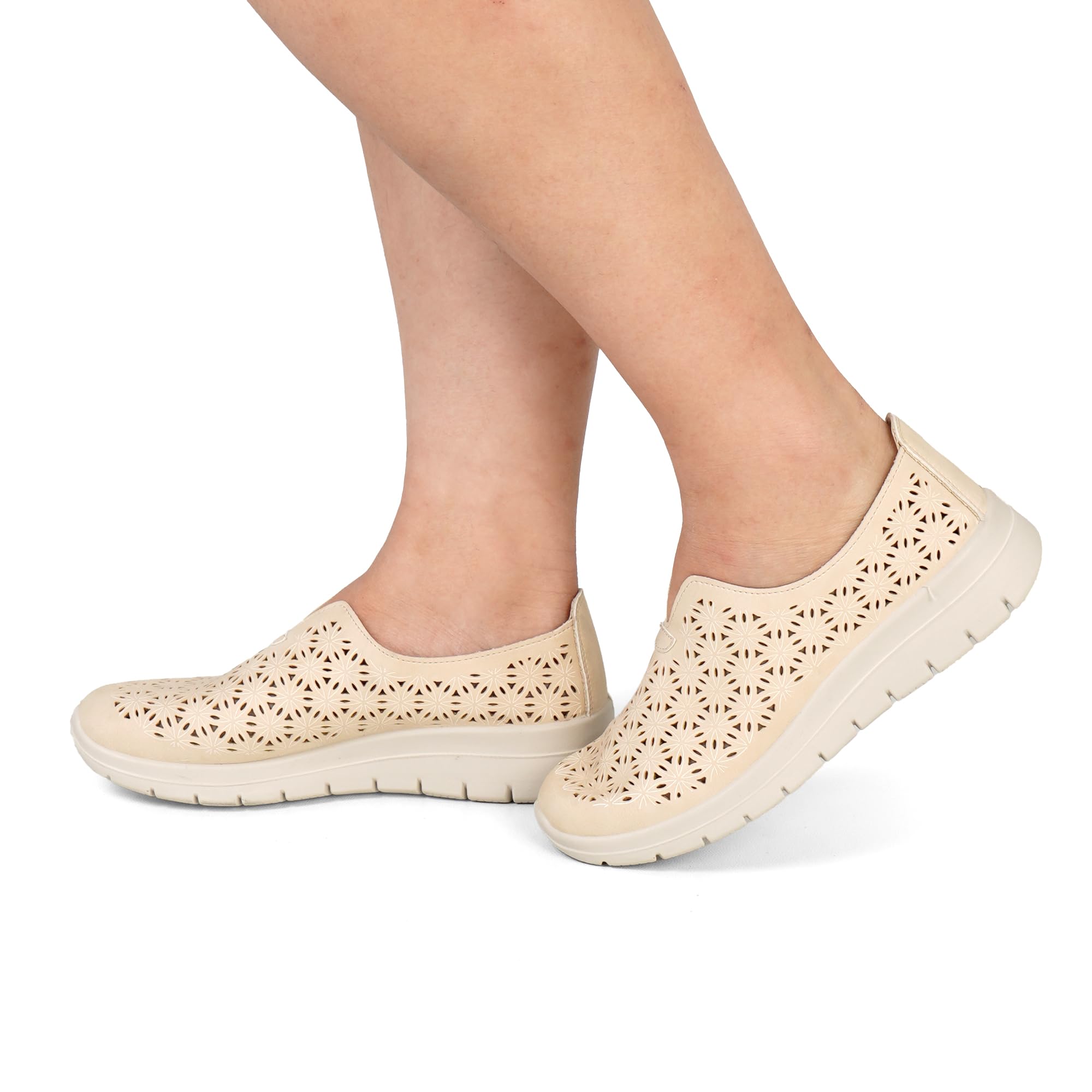 JOMIX Baskets Femme sans Lacets,Respirantes Ajourées,Semelle Légère Amortissante,Chaussures de Marche Confortables Antidérapantes
