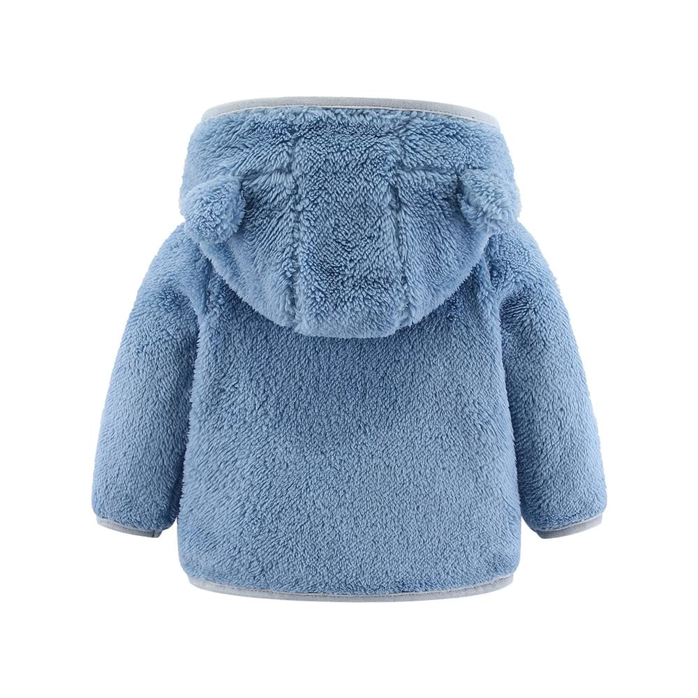 Chaqueta con Capucha de Forro Polar para Bebés Niños y Niñas con Orejas, ANBigo Cálido de Oso de Cartoon para Niños, Cierre de Cremallera 0-24 Meses