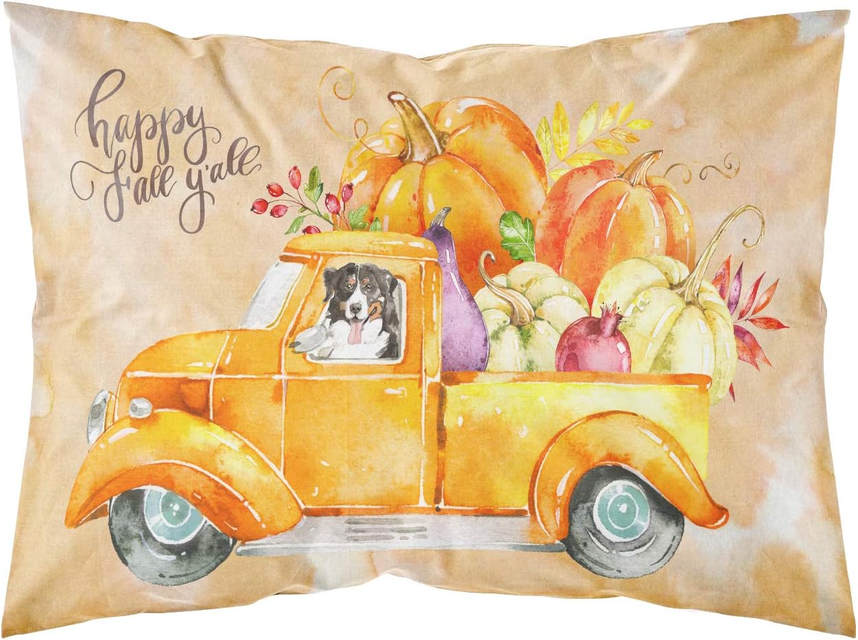 Caroline's Treasures CK2607PILLOWCASE Fall Harvest Bernese Mountain Dog Fabric Standard Pillowcase Lightweight Super Soft Easy Care Decorative Artwork Pillowcase, Standard