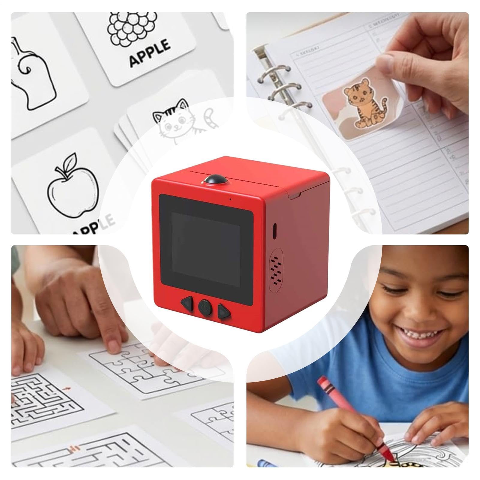 Generico Stampante Per Adesivi, Stampa Ad Attivazione Vocale, 8x7x8 Cm | Scatole Vocali Intelligenti Con Display, Mini Macchina Per Adesivi Termici, Design Compatto Portatile, Per Aule