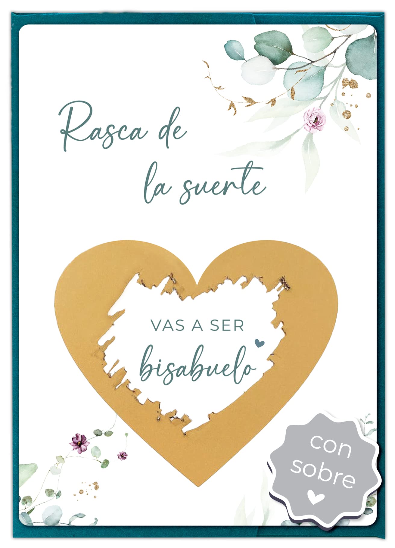 Joli Coon You will be great-grandfather scratch card with envelope - Announce pregnancy great-grandfather