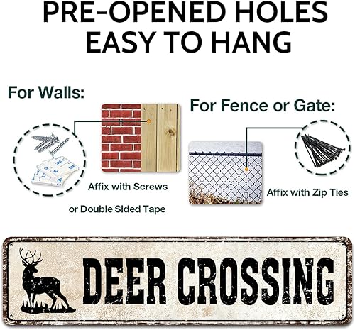 Miniatura 3 de SOYAVE Letrero de metal con diseño de ciervo de metal retro retro para decoración del hogar, letrero de advertencia de calle y carretera, decoración
