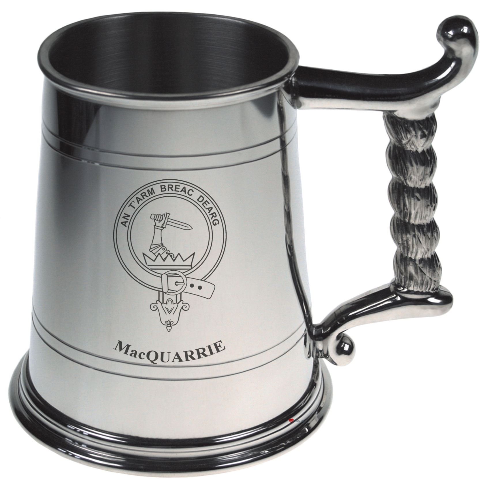 Chope tankard en étain poli 1 pinte MacQuarrie I LUV LTD