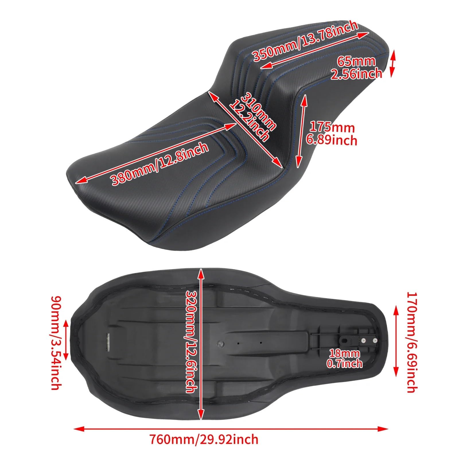 Do Touring Street Electra Glide Road Glide FLHR 2009-23 Siedzisko | Podwójna poduszka do siedzenia motocykla(Black line Seat)