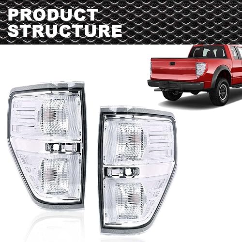 Miniatura 2 de Luces traseras compatibles con Ford F150 2009-2014 Pickup Truck Conjunto de lámpara trasera con bombillas lente transparente lado izquierdo y