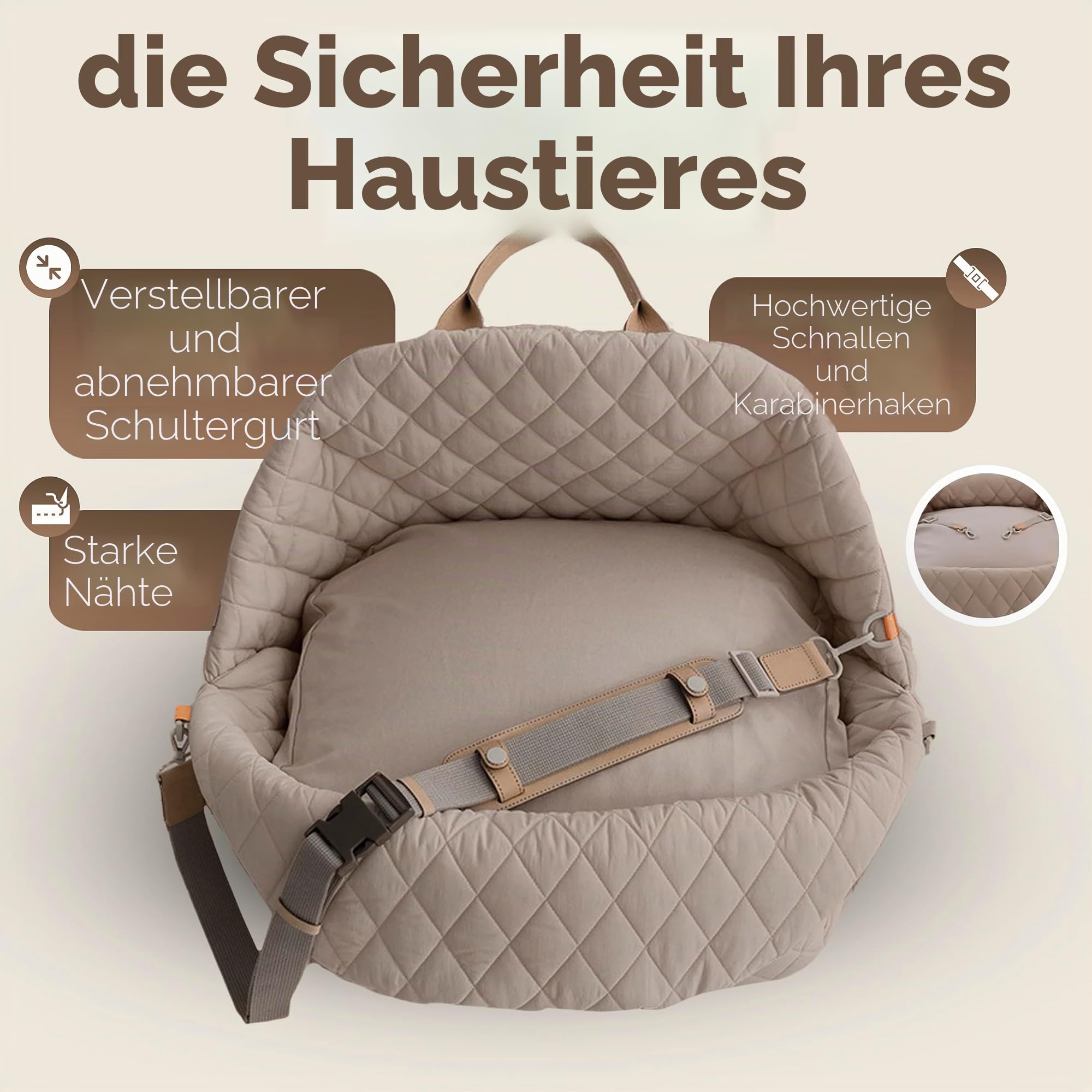 Hundereisetasche 3-in-1 Haustiertragetasche und Welpenautositz mit kleinem Hundekissen 0-8,2 kg, Aufbewahrungstasche, Clip-on-Sicherheitsleine, wasserdichte kleine Hundetragetasche, Grau