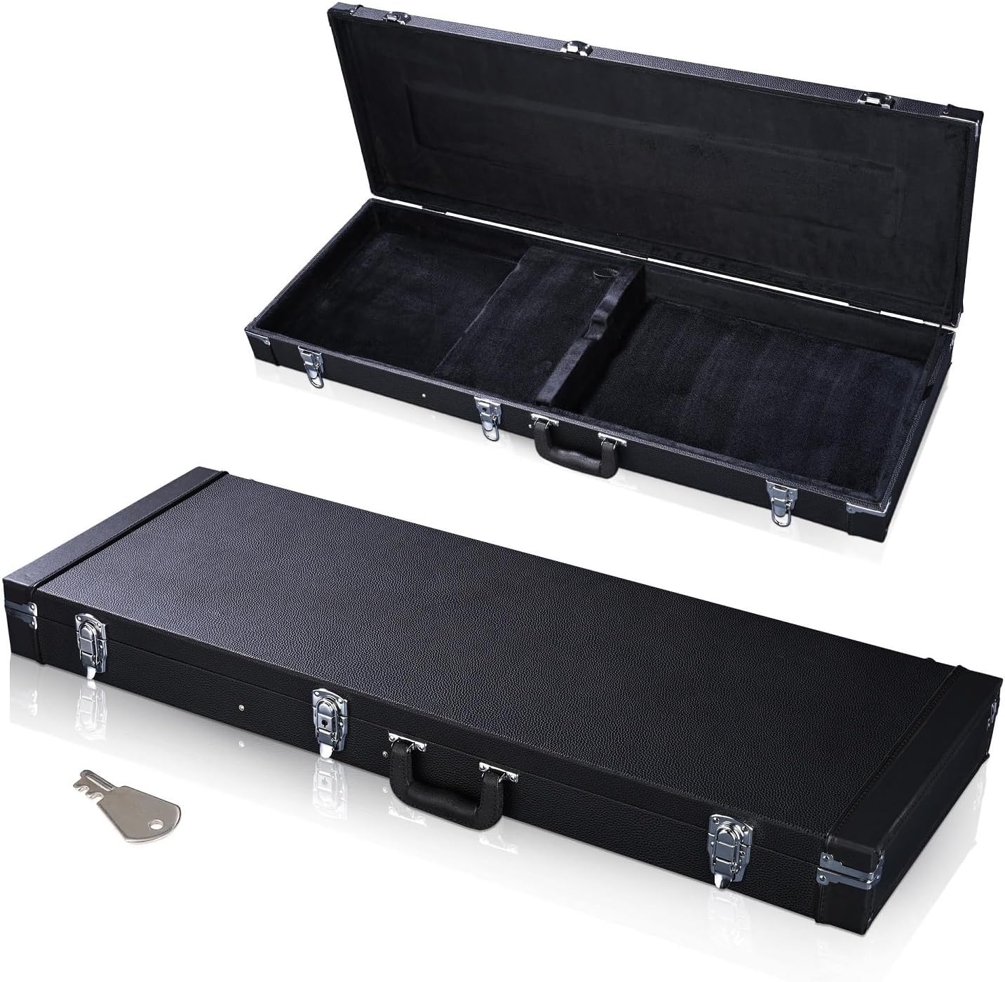Electric Guitar Hard Shell Carrying Case Square for 39 in Standard Guitar, Universal Electric Guitar Square Wooden Hard Case Lockable with Key, Black (Electric Guitar)