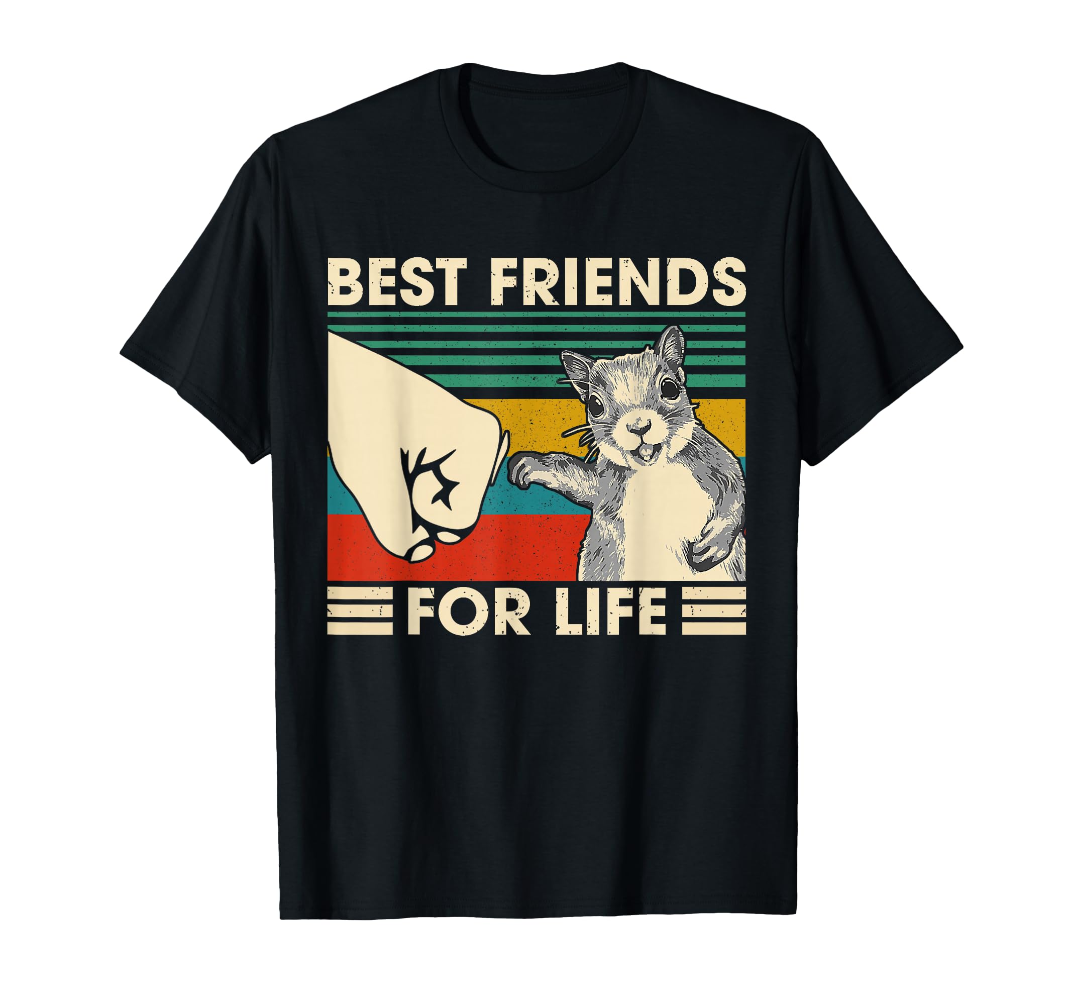 Retro Vintage Squirrel Best Friend for Life Fist Bump T-Shirt Small