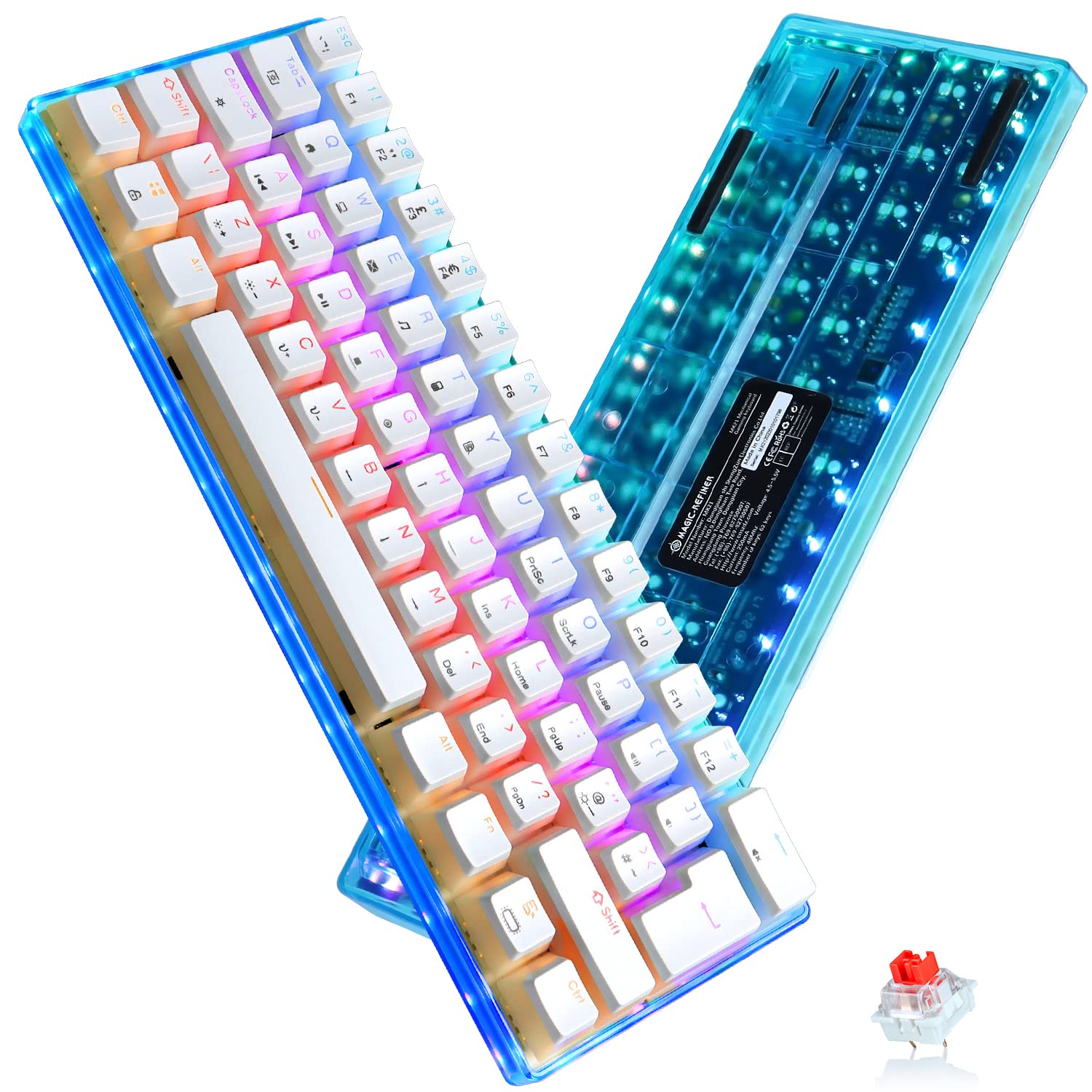 Buy MAGICREFINER 60 USB C Wired Mechanical Gaming Keyboard, Hot Swappable Keyboard with 18