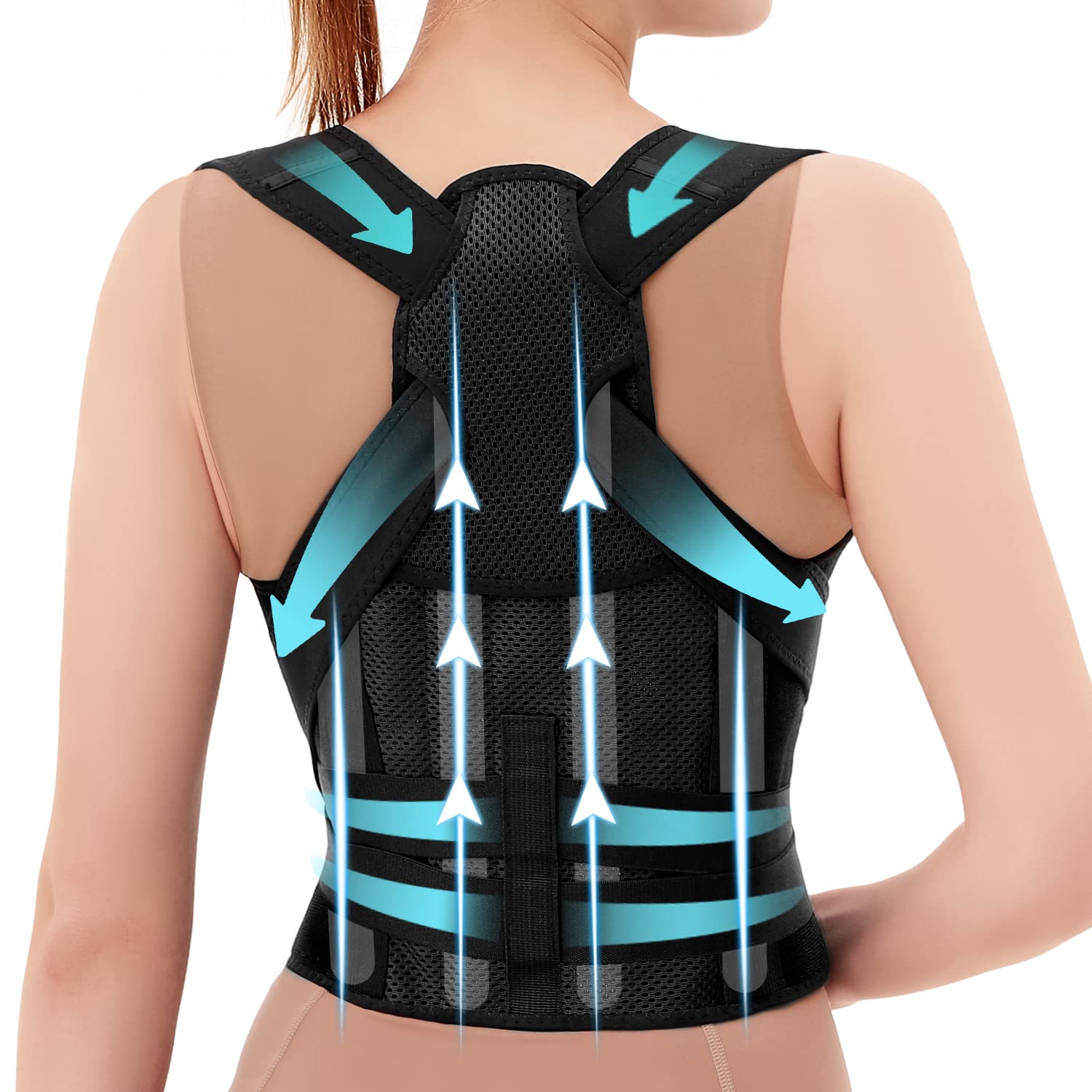Dr. Pure Back Brace Posture Corrector for Women and Men - Adjustable Back Support Belt Posture Corrector for Upper and Lower Back,Shoulder Support Straightener, 41-49 Inch