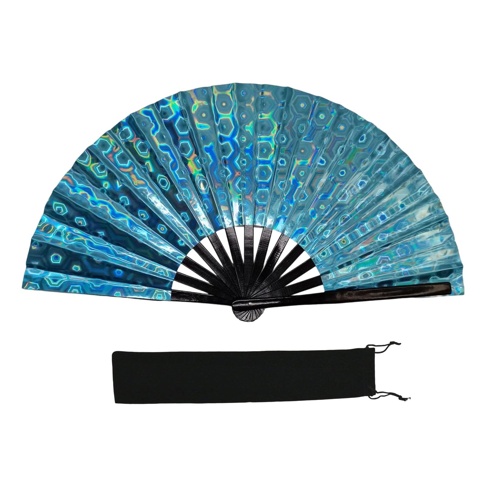 WEILWH PVC Reflective Colorful Hand Fan Dancing Foldable Clap for Enthusiasts Frame and Smooth Operations Martial Art