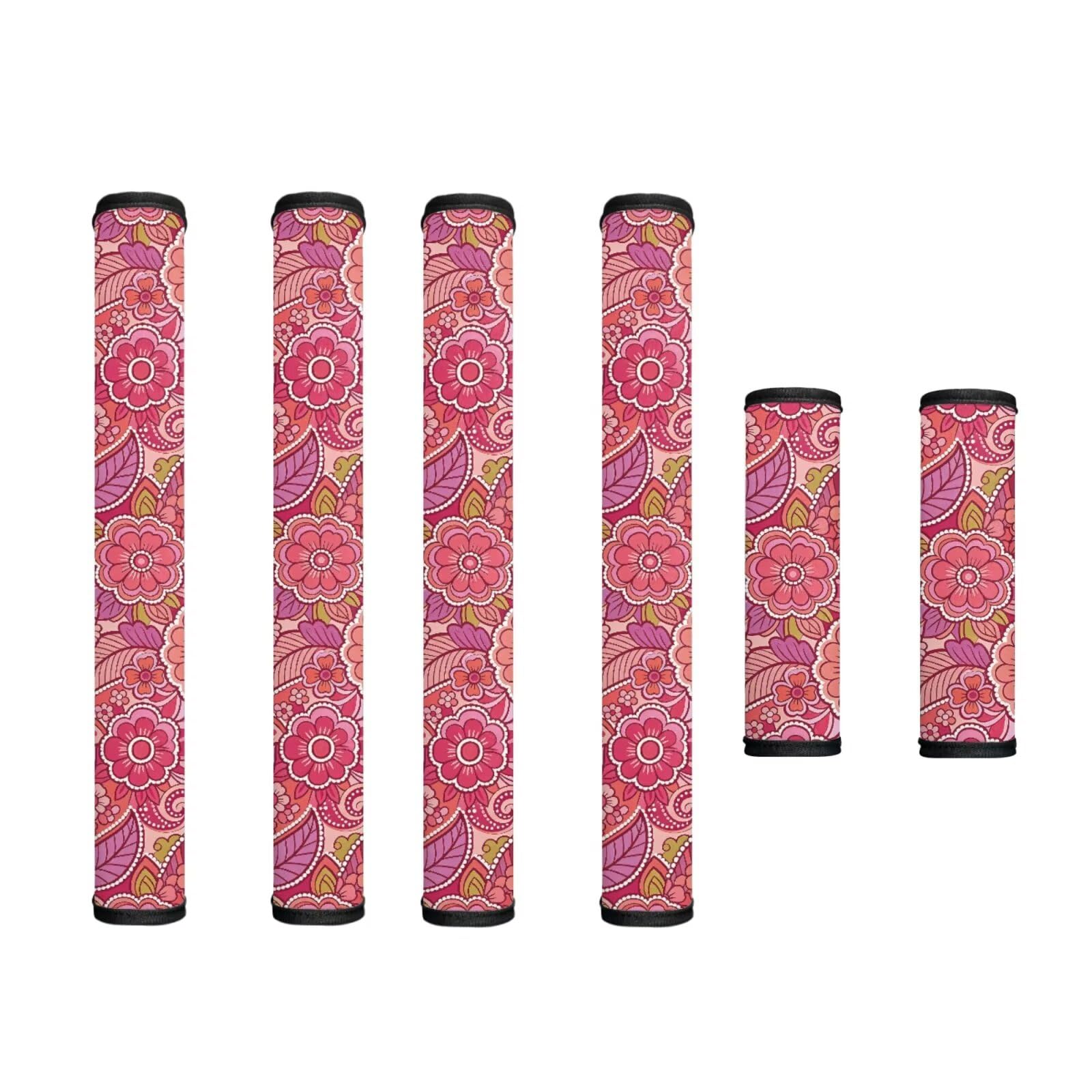 Refrigerator Door Handle Covers Set of 6 Kitchen Electrical Appliance Decor Handles Keep Clean Anti-Slip Fridge Accessories Home Decor, Paisley Flower Pink