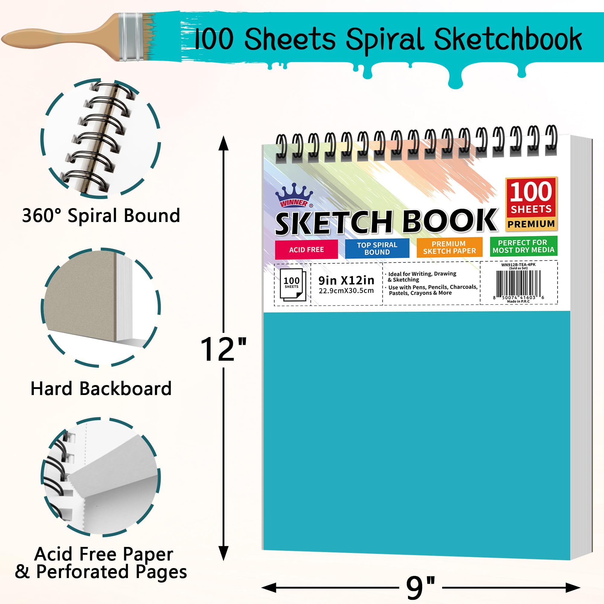 9"x12" Sketchbook - 400 Sheets for Kids & Artists -2 9"x12" Sketchbook - 400 Sheets for Kids & Artists -2