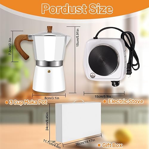 Miniatura 2 de Juego de ollas moka de aluminio 2 en 1 con estufa eléctrica, cafetera de café expreso clásica, 5.1 fl oz, 5 onzas, Mocha Express, portátil, camping,