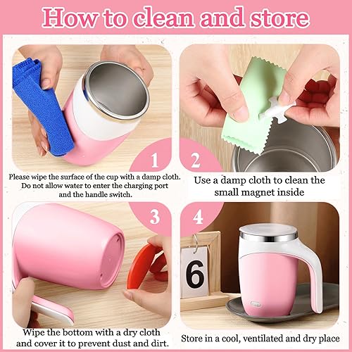 Miniatura 3 de Patelai 2 tazas de café autoagitables a granel, taza de mezcla a granel de acero inoxidable de 13.5 onzas, taza magnética automática de viaje, para