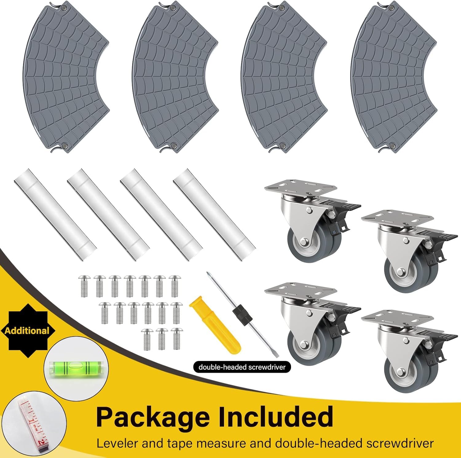WELDUN Carrello portavasi Ø 40-54 cm, supporto rotante 200 kg, sottovaso con ruote frenabili, carrello per piante per uso interno ed esterno, 2 pezzi, grigio