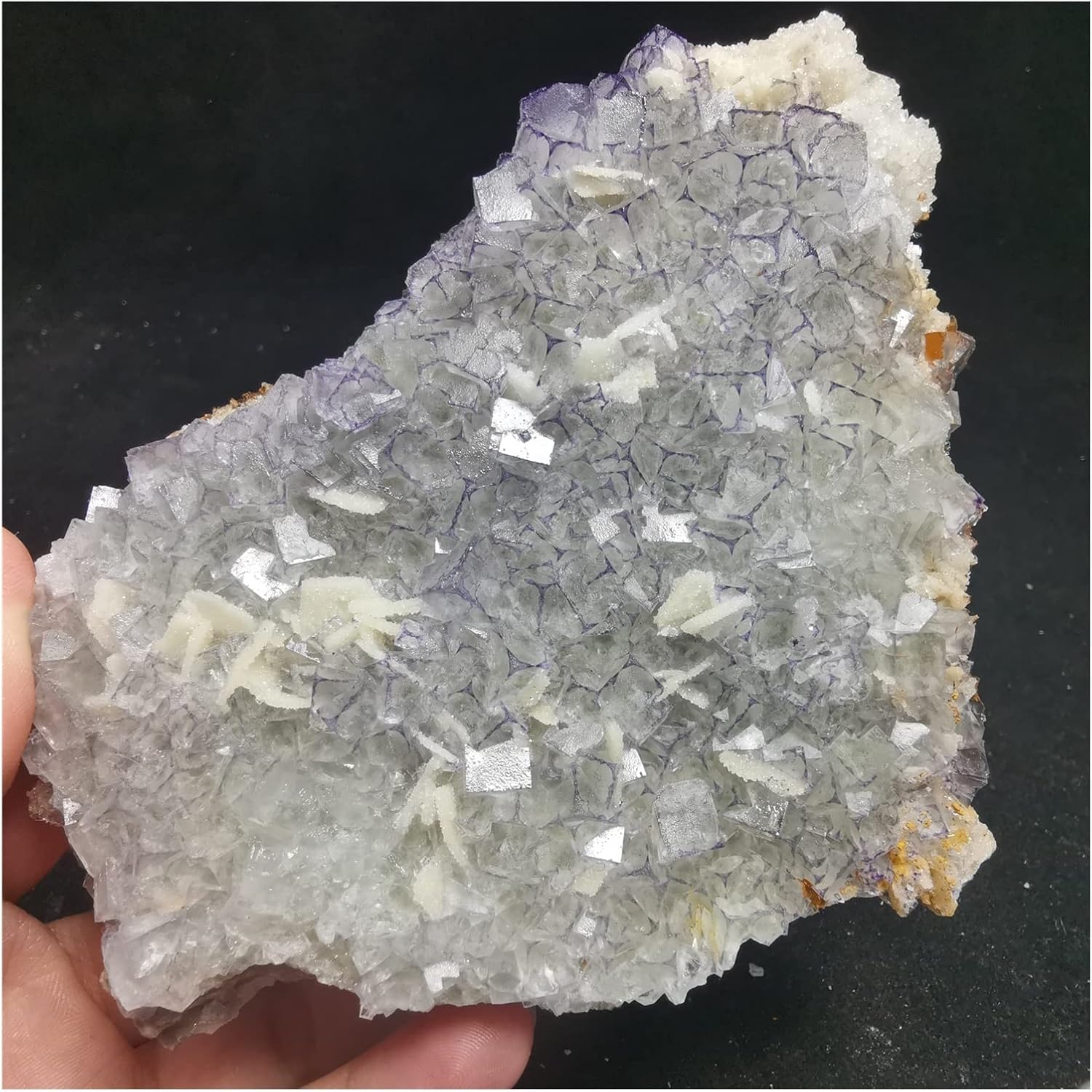 FIDEMM Natural Crystal Rough 403.9gNatural Rare Purple Fluorite and Fluorite Aluminum Gypsum associated Mineral Specimen Stone