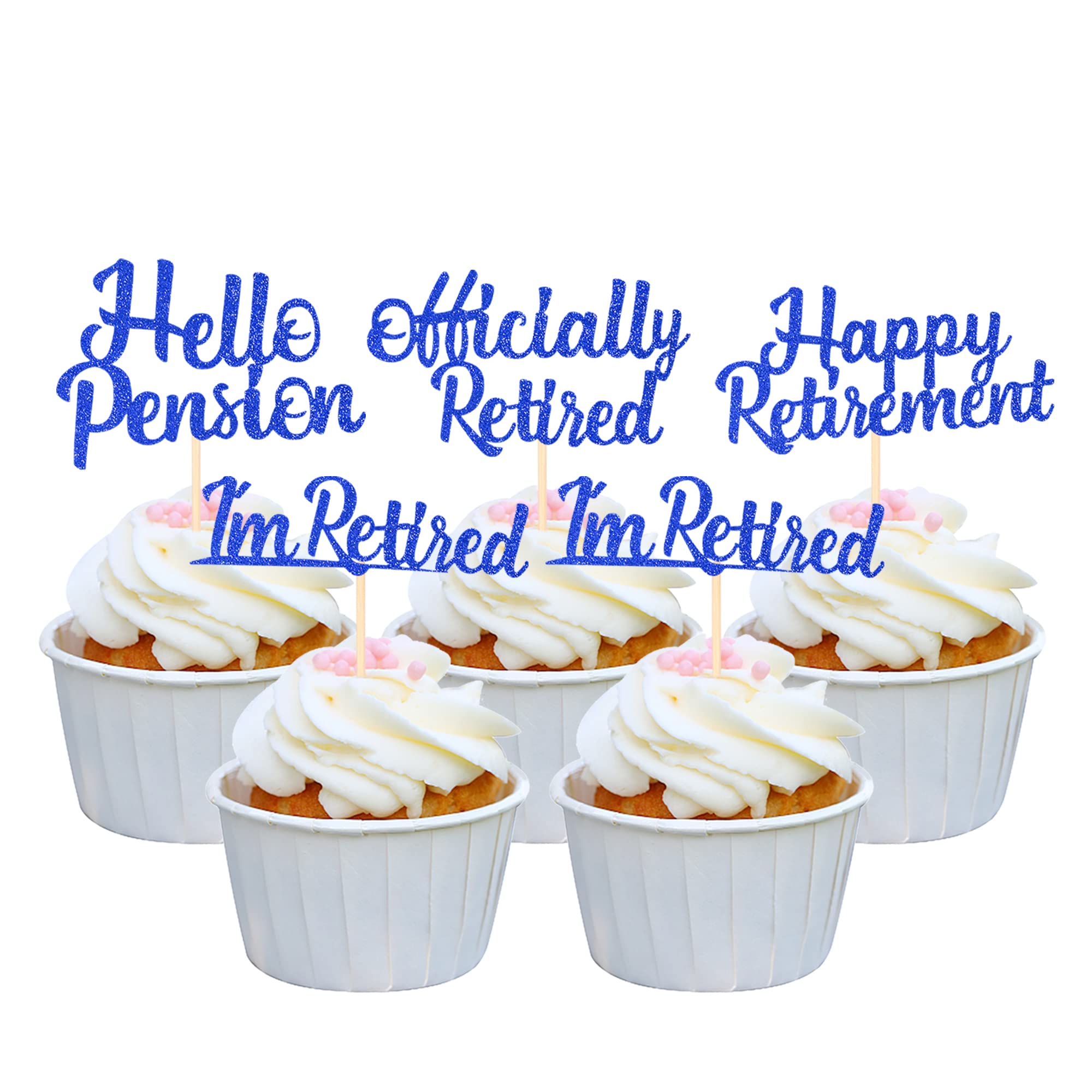 Buy Xsstarmi 24 PCS Happy Retirement Cupcake Toppers Glitter I'm Retired Officially Retired