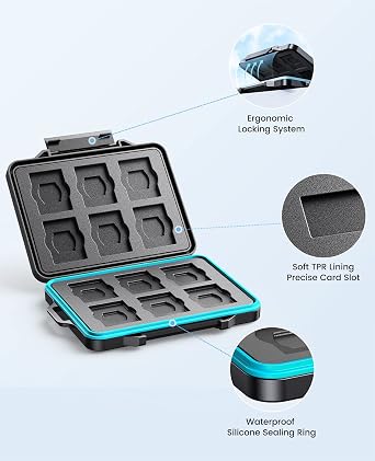 ORICO 24 Slots SD Card Case Holder Water Resistant & Anti-Shock Memory Card Case for SD/Micro SD SDXC SDHC TF Card Carrying Storage Organizer Protector Cover with Labels&Carabiner