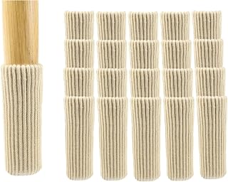 Chair Leg Floor Protectors, Beige Knitted Furniture Socks - Premium Non-Slip Chair Feet Covers for Scratch-Free Hardwood Floor Protection 20 Piece Set