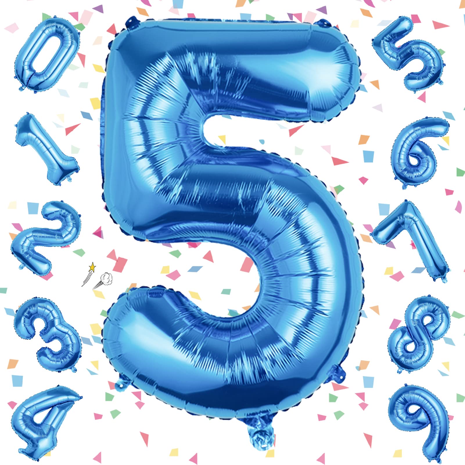 Amazon | EXGOX 数字 バルーン 大きい ブルー 誕生日 ナンバー 5アルミ