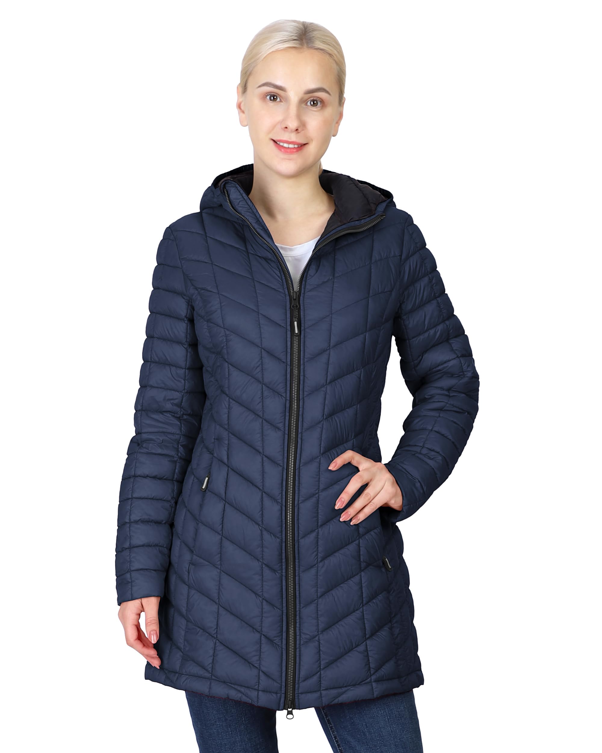Women's Hooded Long Puffer Coat Lightweight Winter Jacket