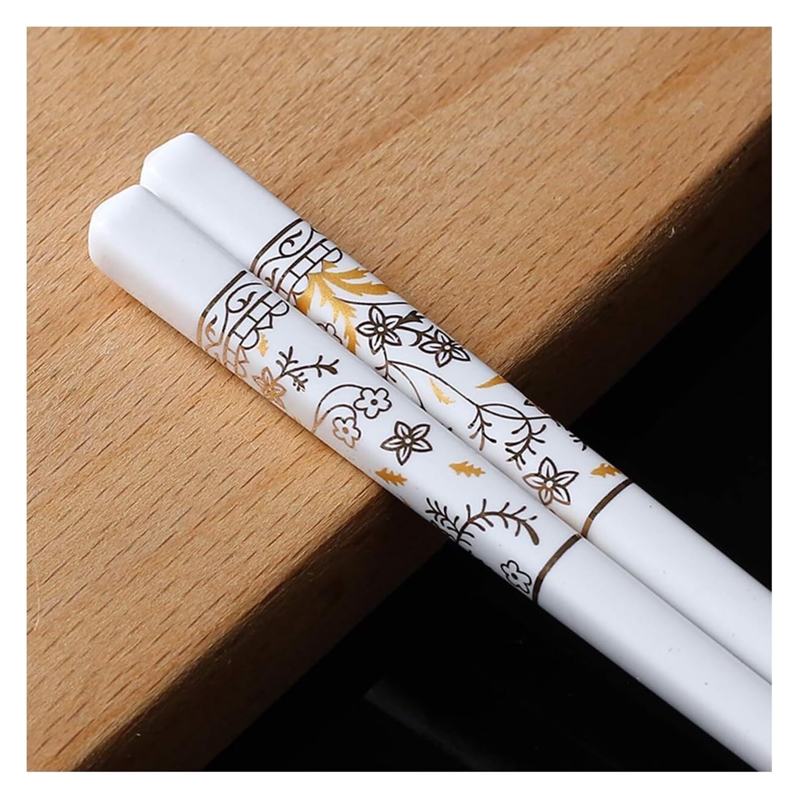 Jeu de baguettes, Baguettes en os réutilisables de haute qualité, résistance aux hautes températures, légères, faciles à utiliser et nettoyer, 5 paires style chinois, 9,6 pouces S(W)