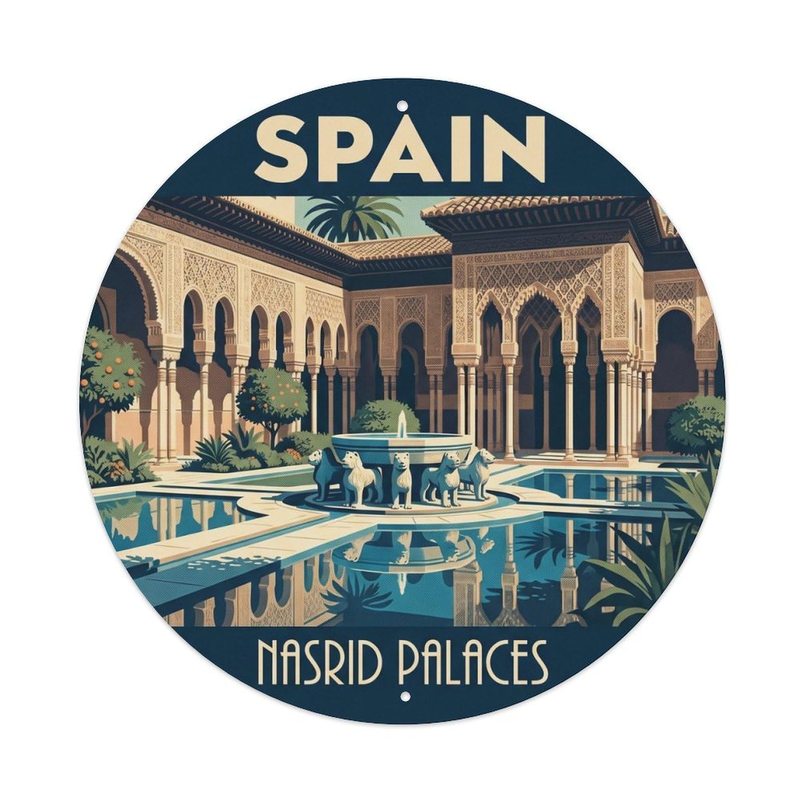 Granada Nasrid Palaces Spain Historic Travel Metal Tin Sign