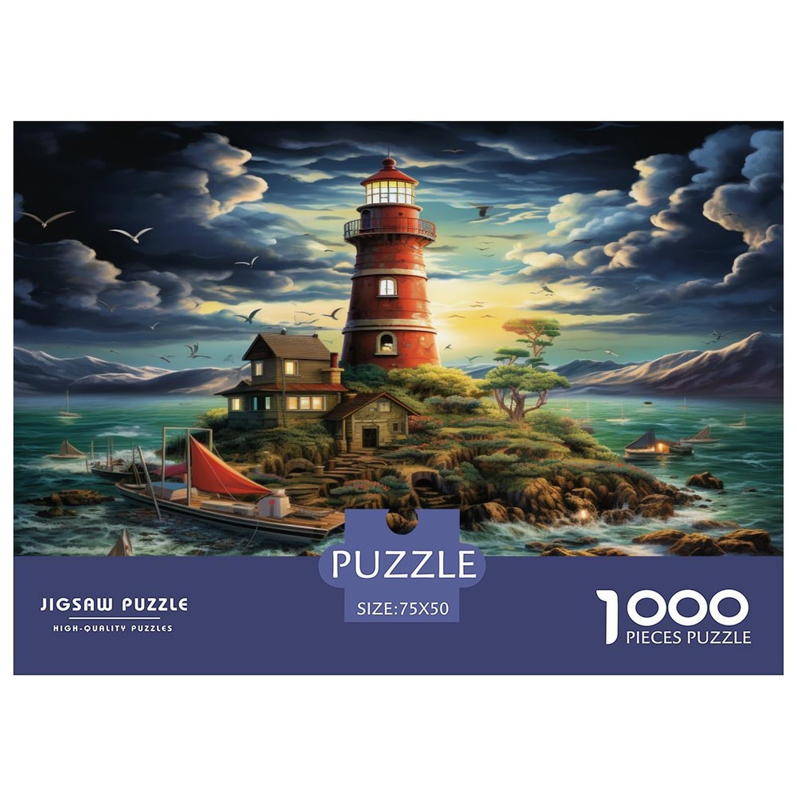Klasyczne puzzle Lighthouse 1000 sztuk dla dorosłych, puzzle dla dzieci, puzzle intelektualna zabawka dekompresyjna edukacyjna zabawa rodzinna 1000 sztuk (75 x 50 cm)