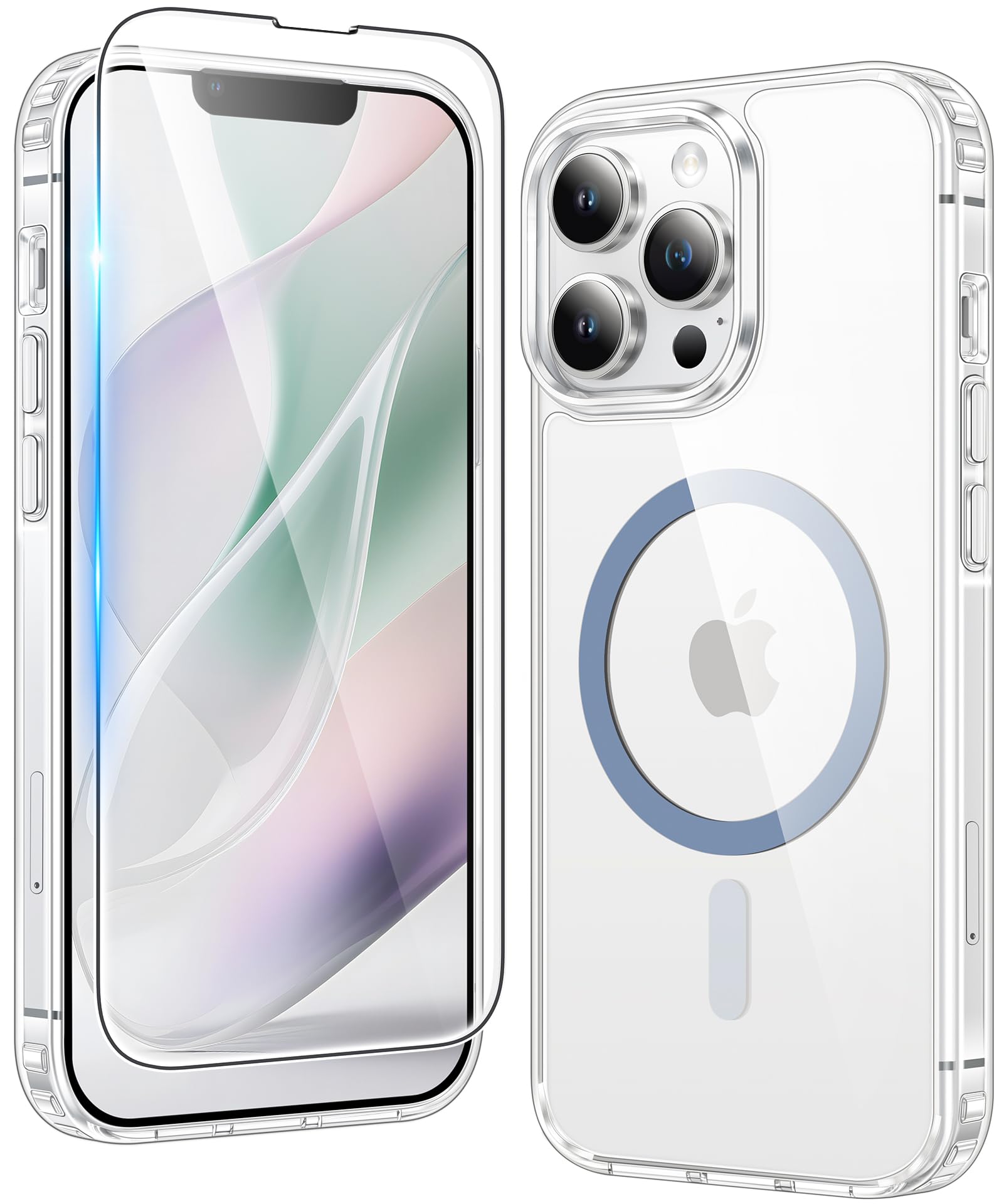 FNTCASE for iPhone 13 Pro Case Compatible with Magsafe Clear Phonecase | Screen Protector, Military Grade Drop Protection, Slim Magnetic Phone Cases, Shockproof Bumper, Transparent Cell Cover