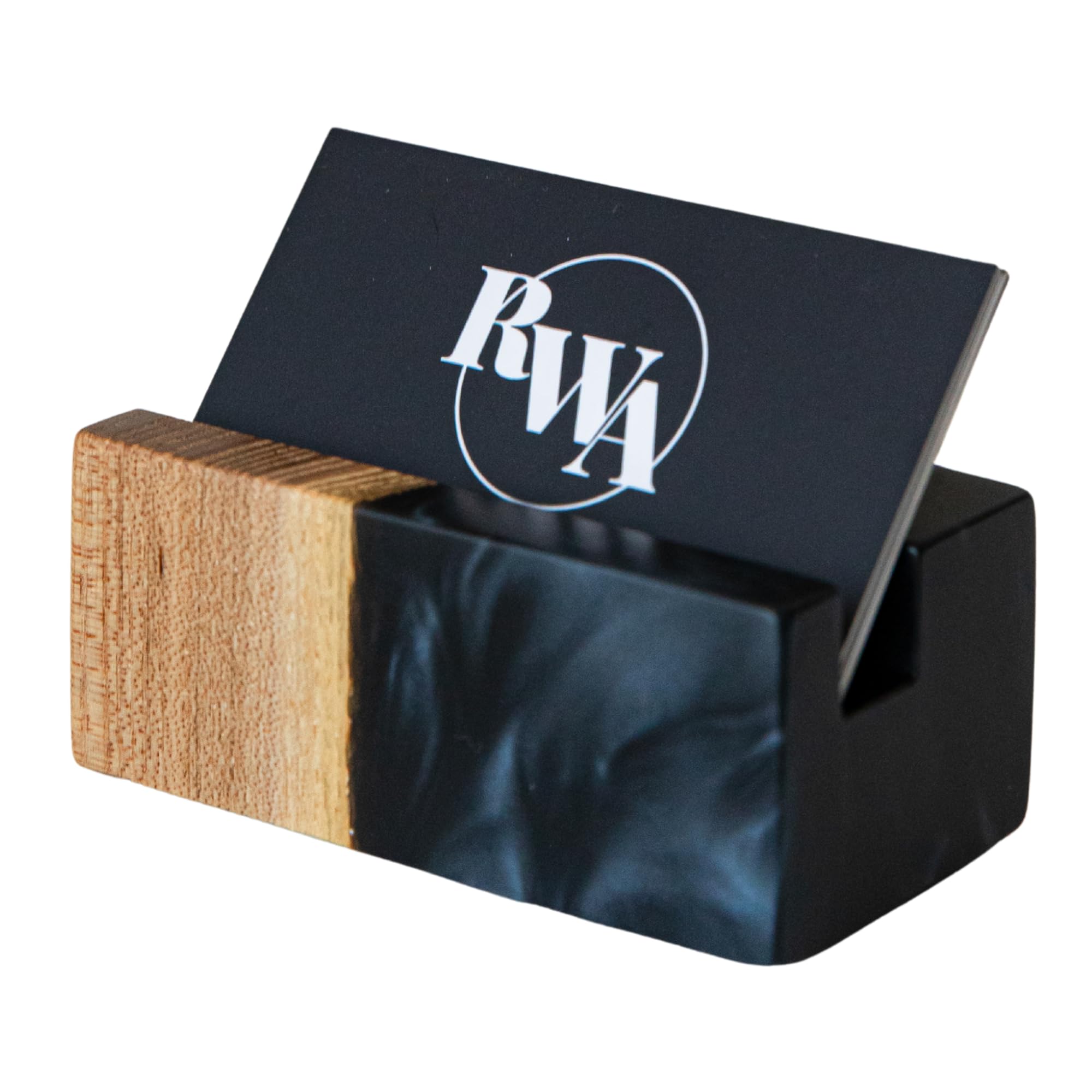 RWA Personalized Business Card Holder for Desk Elegant Office Desk Decor Organizer for Men Women Square Card Stand