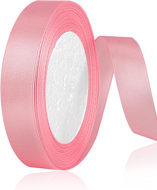 OWill Pink Satin Ribbon, Double Sided Polyester 20mm X 22m(24 Yards) Gift Wrapping Ribbon for Crafting,Gift Wrapping, DIY Sewing Project, Cake Decoration,Party Balloon & Hair Bows