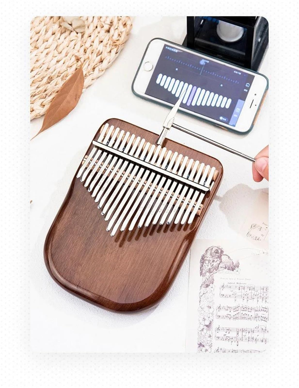 Kalimba Profesjonalna Przenośna Kalimba Z 21 Klawiszami Odpowiednia Dla Początkujących I Dorosłych(Walnut)