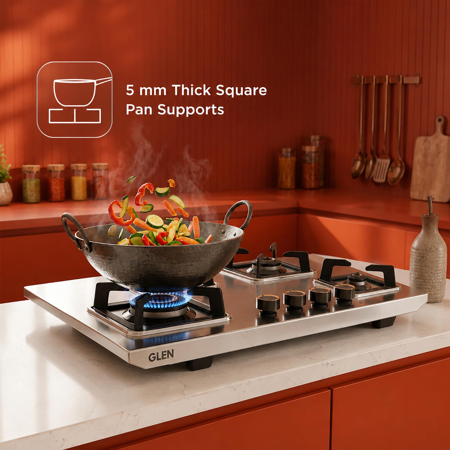 Glen 4 Burner Stainless Steel Gas Stove - 10 Year Warranty -7