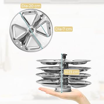 KSJONE Stainless Steel Idli Stand | 4-Plates Idli | Idli Preparation | Supreme Quality Food Grade Idli Stand | Makes 16 Idlis (Traingle Shape)