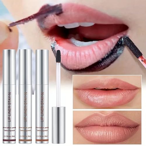 Peel Off Lip Liner Long Wear Lip Liner Lipstick Long Lasting Highly Pigmented Color Peel Off Lip Stain Lipsticks Makeup (03, One Size)(02,1 Fl Oz (Pack of 1))