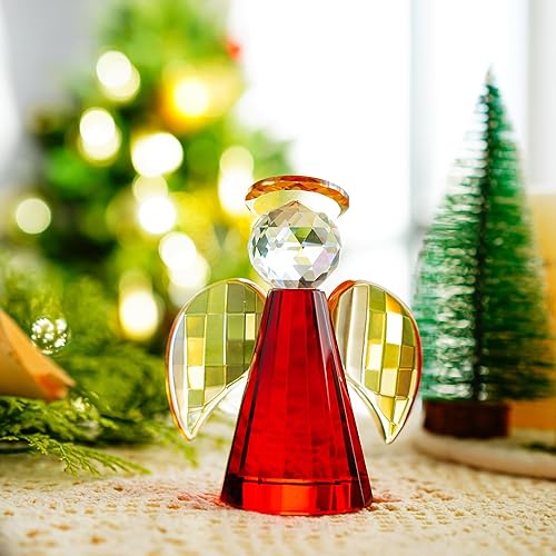 Miniatura 2 de H&D HYALINE & DORA Figura de ángel de la guarda de cristal, pisapapapeles, adorno de ángel de cristal coleccionable, decoraciones de cristales para