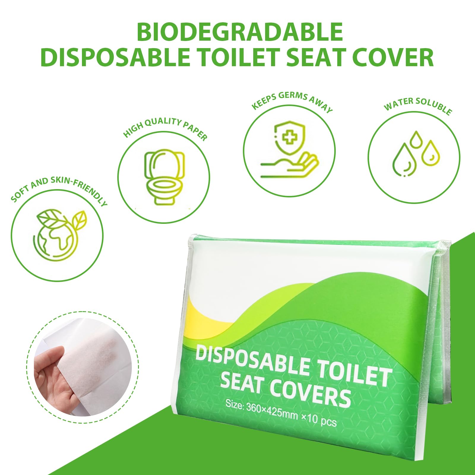 Pack Of 3 Disposable Toilet Seat Paper Cover Travel Pack - 30 Sheets, Water-Soluble, Anti - View #12