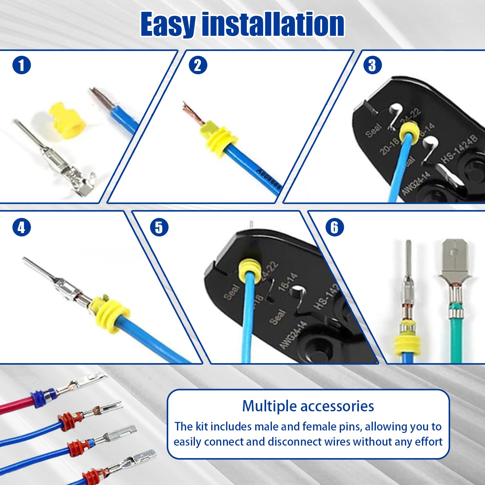799 piezas de conectores de coche 21 tipos 1/1,5/1,8/2,2/2,8/3,5 mm conectores macho y hembra con herramientas de extracción para cableado eléctrico y reparación de vehículos