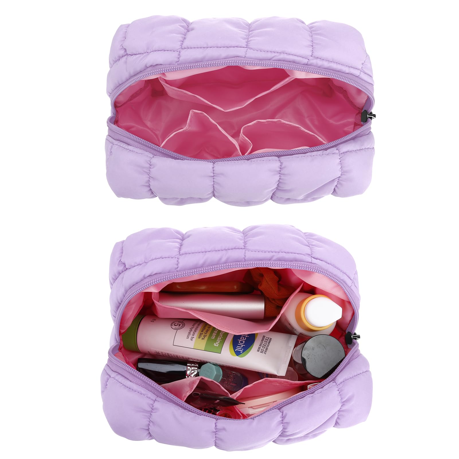 dobsechs Travel Toiletry Wash Bag for Women Cotton Makeup Cosmetic Organizer Storage Bag for Girls Purple 8 inch - Image 4