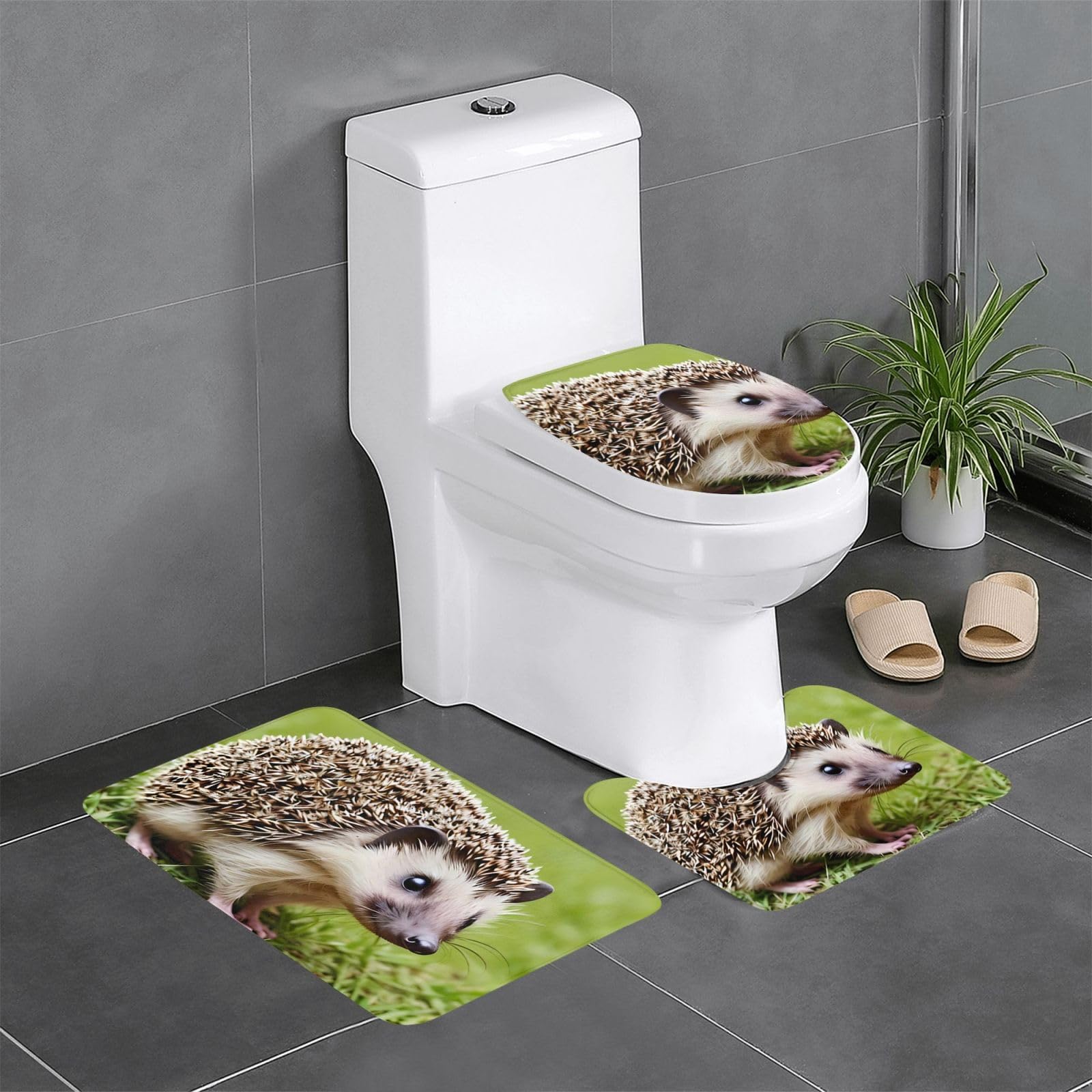 Tapis de salle de bain hérisson antidérapants pour toilettes et coiffeuse