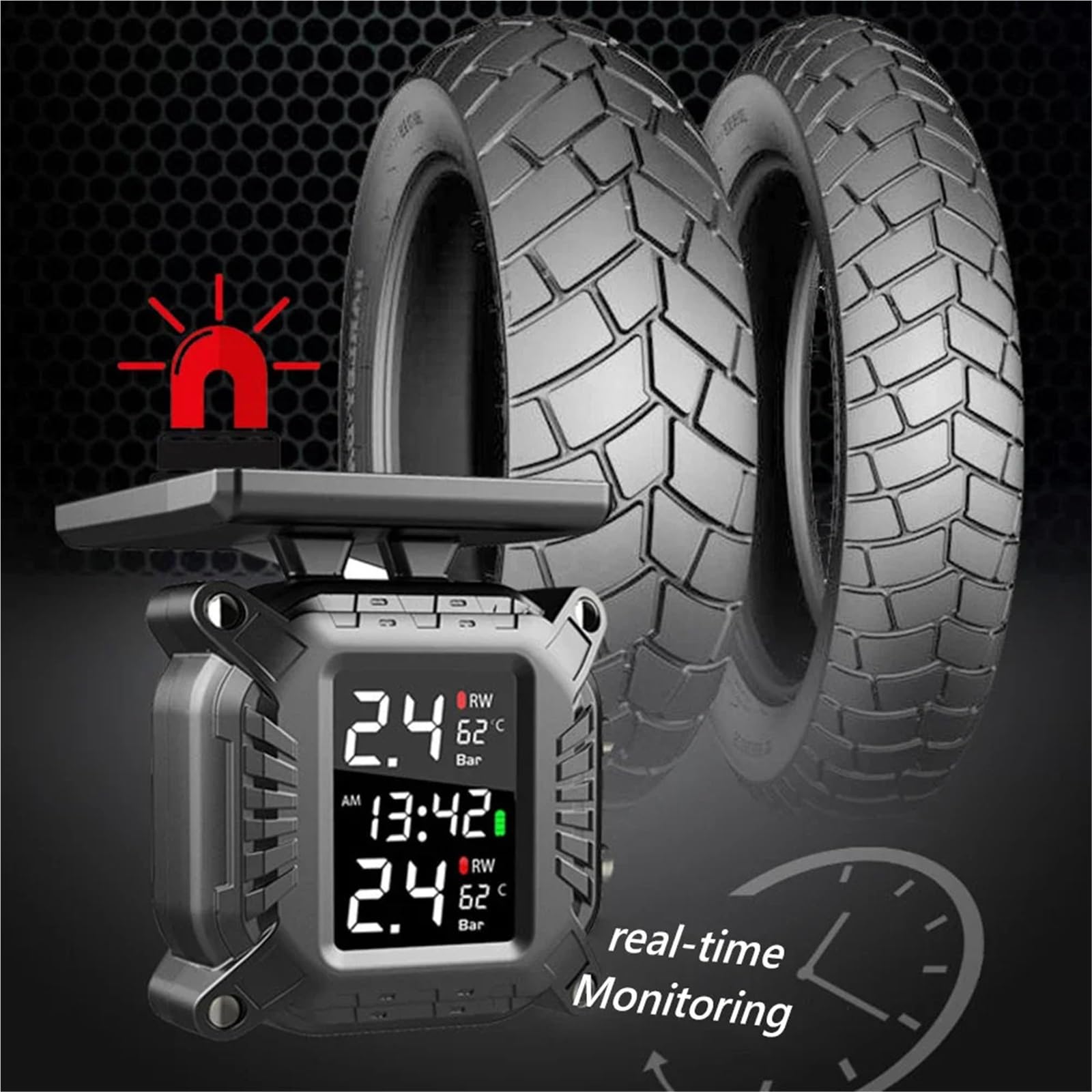 Monitor ciśnienia w oponach TPMS motocykla Bezprzewodowy system monitorowania ciśnienia w oponach Czujnik temperatury opon System alarmowy(M5 Charge)