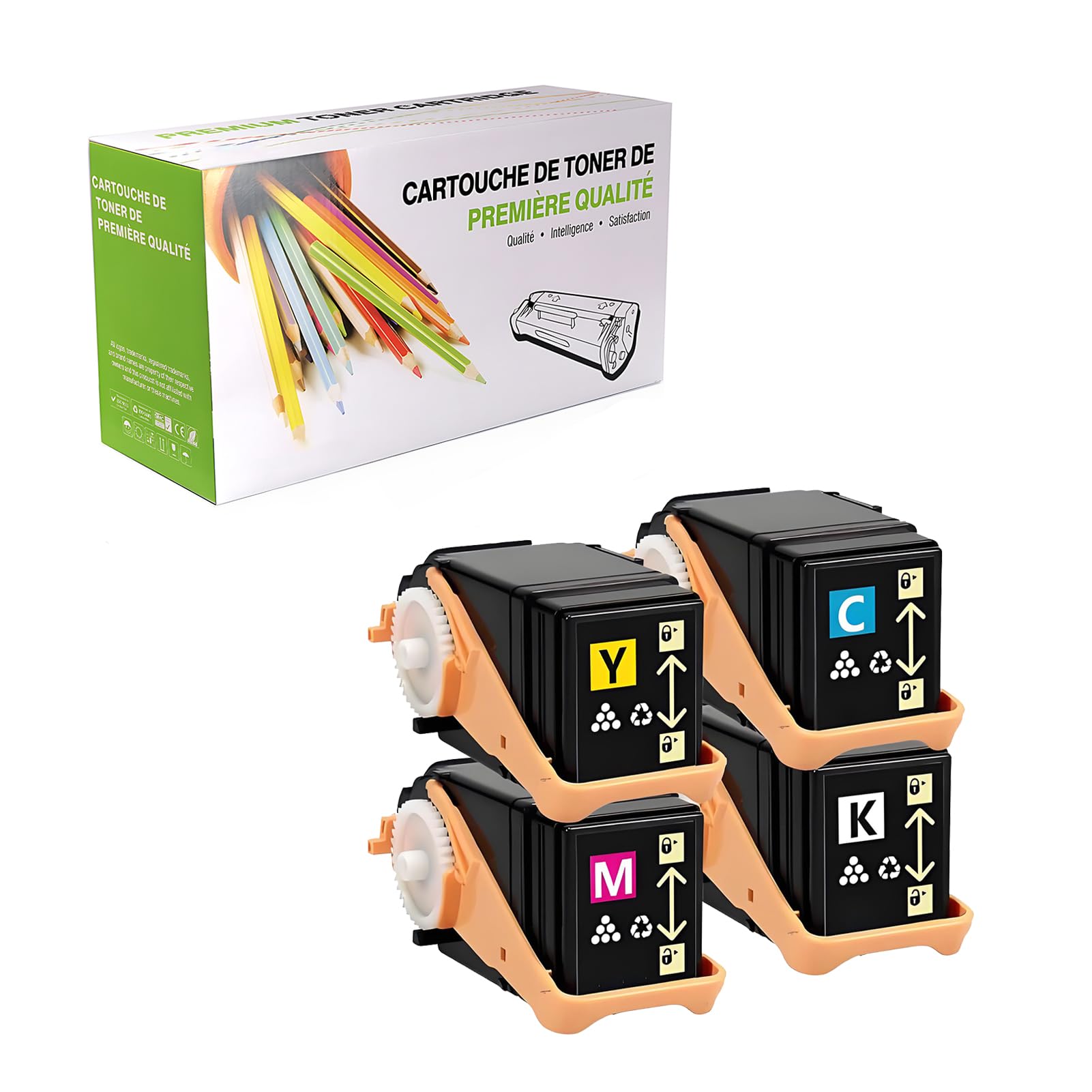 Kompatybilny zamiennik kasety z tonerem dla Epson LP-S6160 LPC3T35K LPC3T35C LPC3T35Y LPC3T35M do użytku z Epson LP-S6160 LP-S6160C0 LP-S6160R1 LP-S616C8 drukarką, 4 sztuki,4p