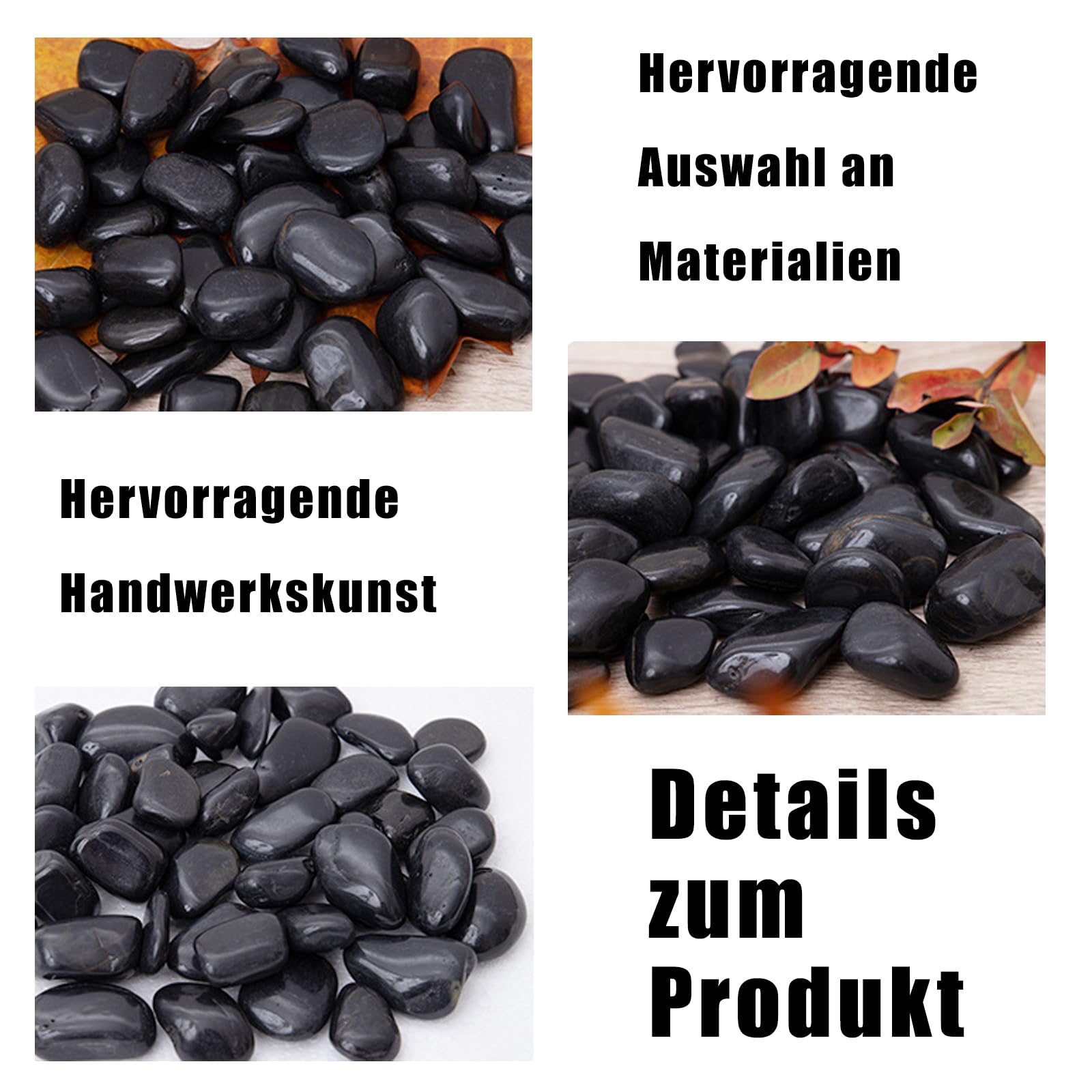 Ciottoli, 2-4 cm Ciottoli Nero da Giardino, 1kg Pietre Decorative, Pietre Decorative Lucidate, per la Cura del Paesaggio, la Decorazione Della Casa, L'artigianato, i Progetti Artistici
