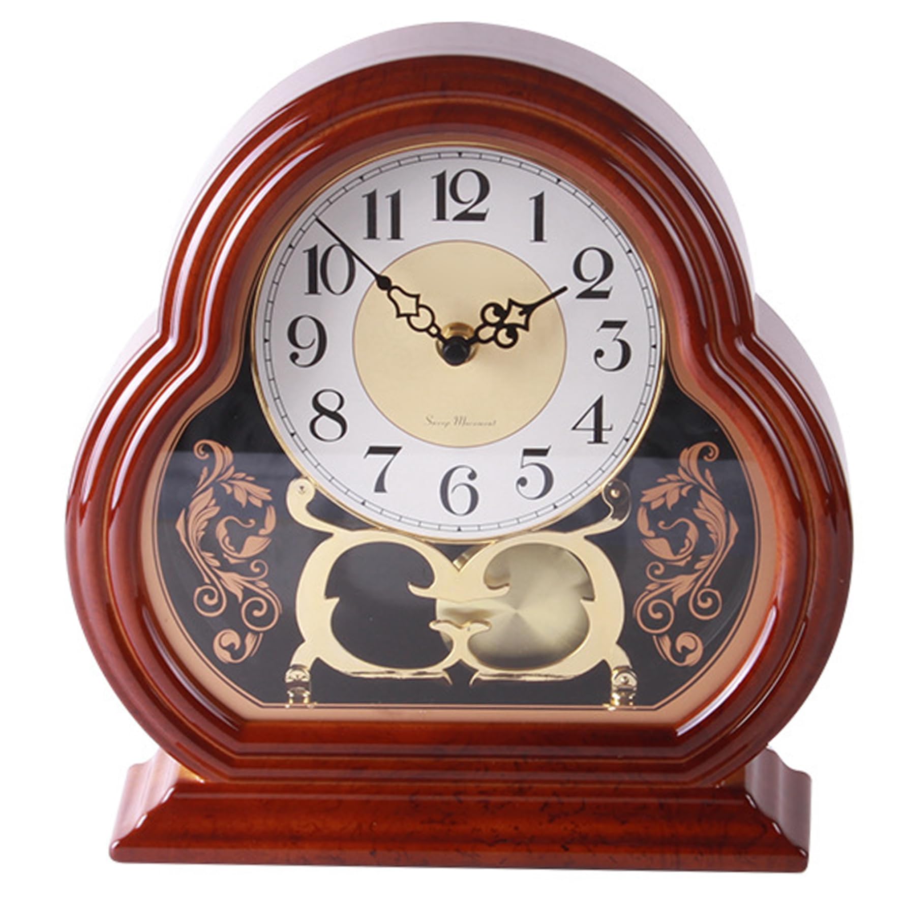 Pastoralist Mantel Clocks for Living Room, 10.2inch Wooden Mantle Clock with Pendulum Swing, Battery Powered Small Mantel Clock for Fireplace