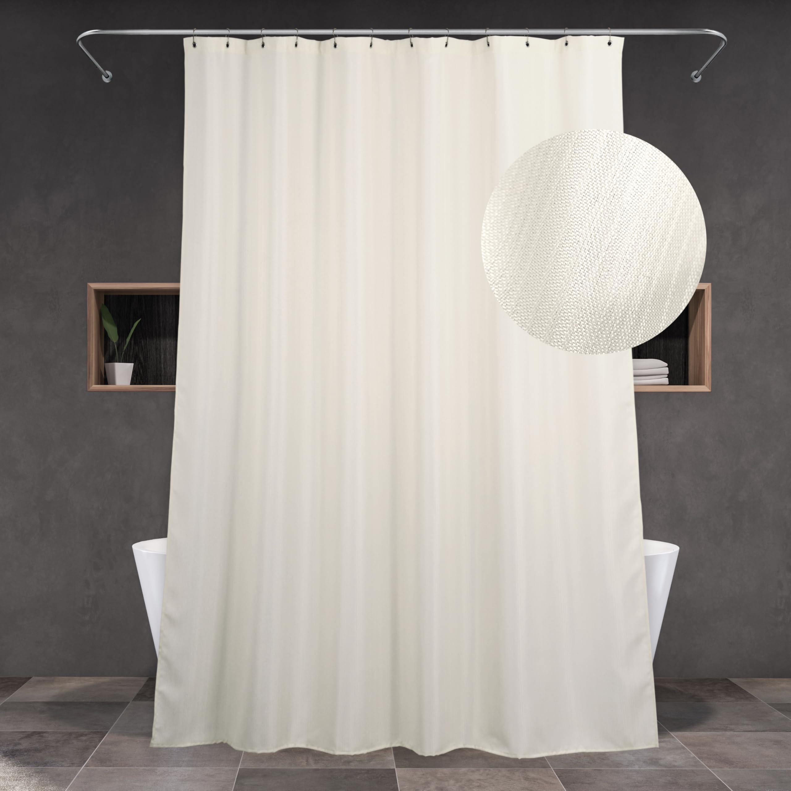 Amazon.com: Cream Fabric Shower Curtains for Bathroom: Beige Linen ...