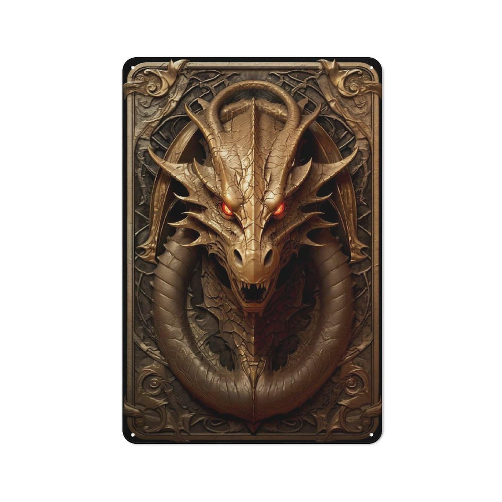 Devil Dragon Lord Art Deco Character Metal Wall Decor 30x20cm, Vintage Metal Sign for Home, Shop, Pub Or Studio Wall