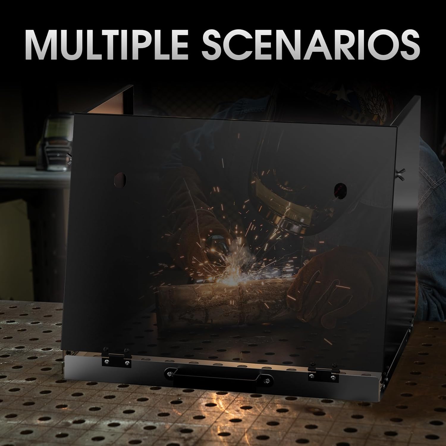 YESWELDER Portable Folding Welding Table, Heavy-Duty Carbon Steel Workbench with Handle & 3 Panels for TIG MIG ARC Welding