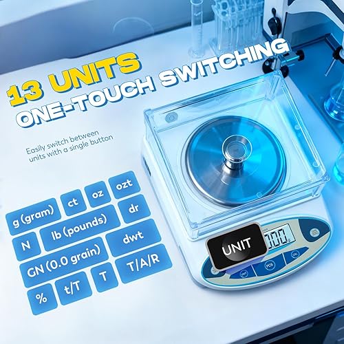 Vista 20 de CGOLDENWALL Báscula de laboratorio de precisión de 35.27 oz x 0.00 oz, balanza analítica digital, balanza de laboratorio, báscula científica de 0.00