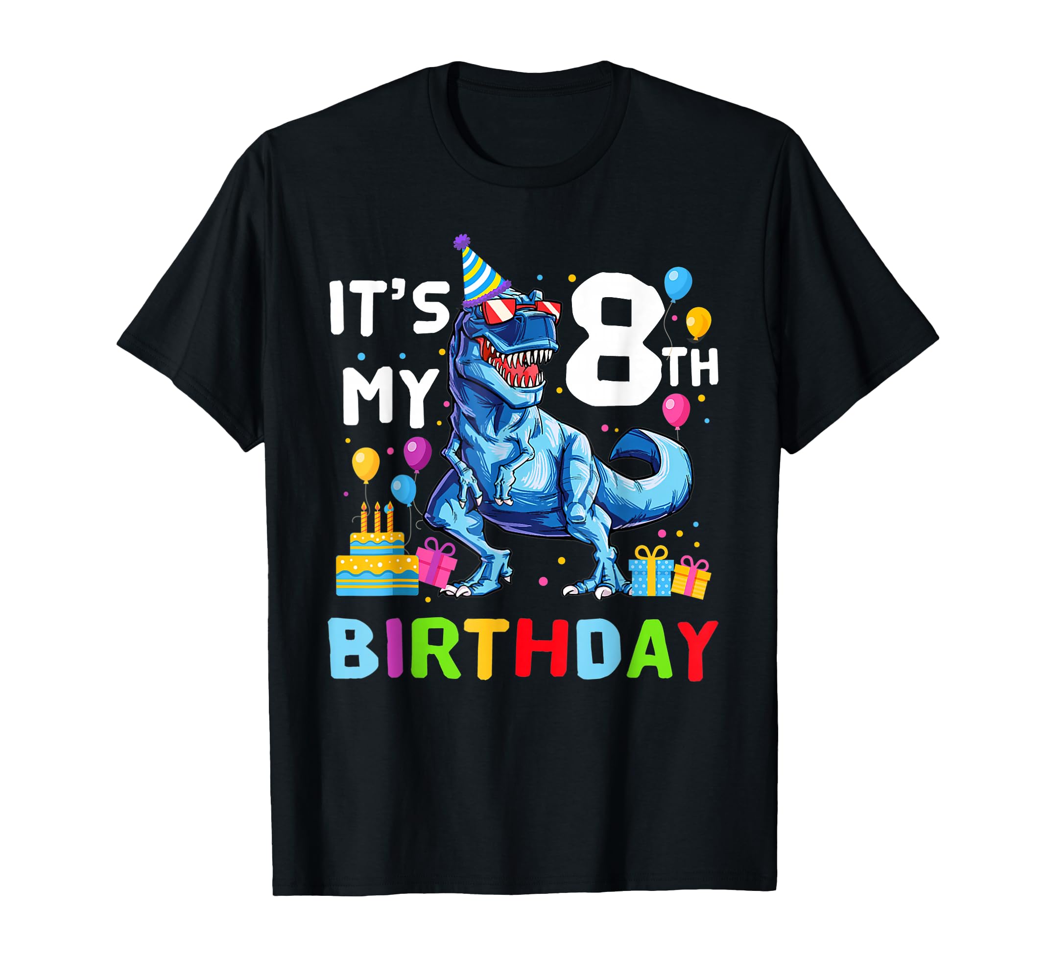Kids It's My 8th Birthday Happy 8 Year T-Rex T-Shirt